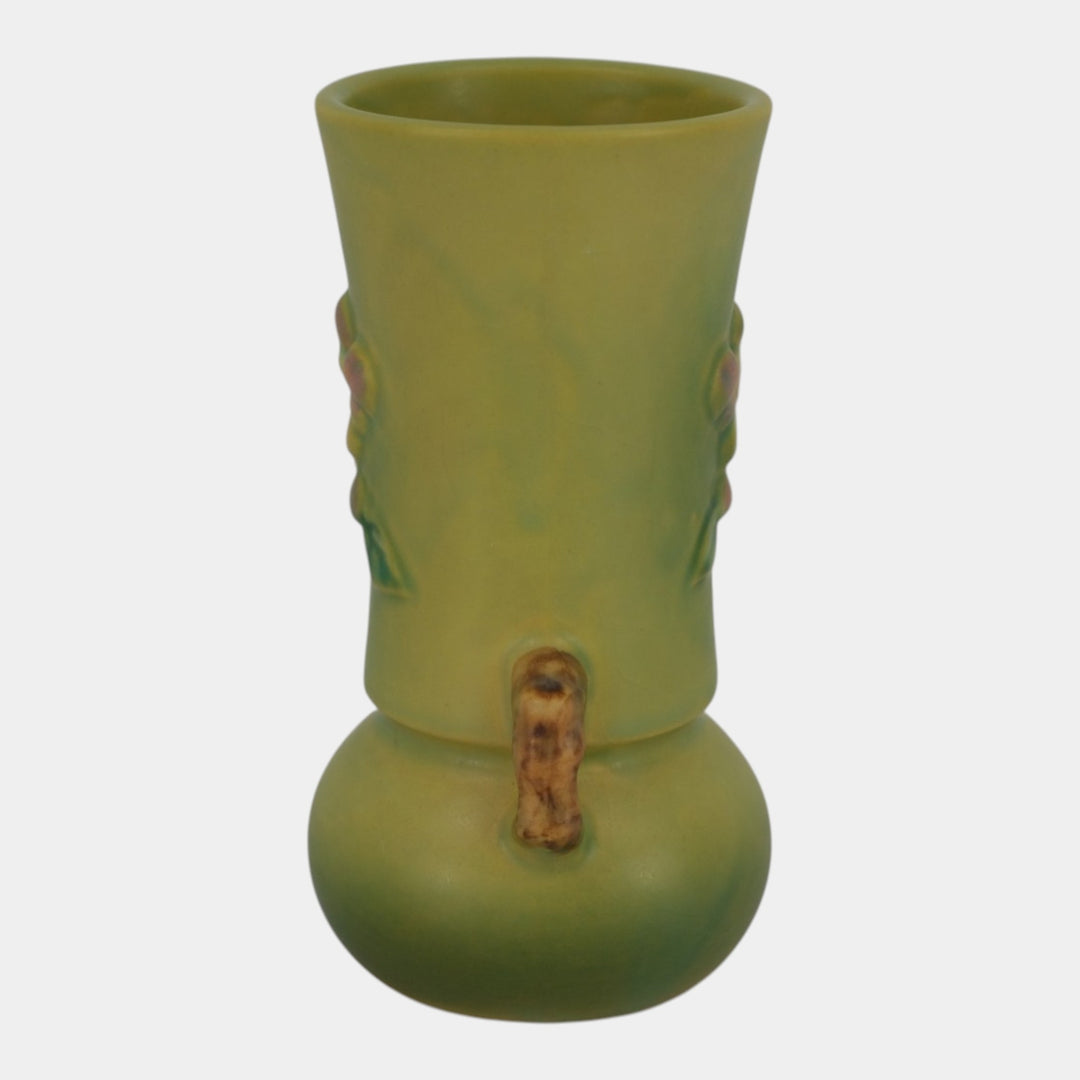 Roseville Apple Blossom Green 1949 Mid Century Modern Ceramic Flower Vase 381-6