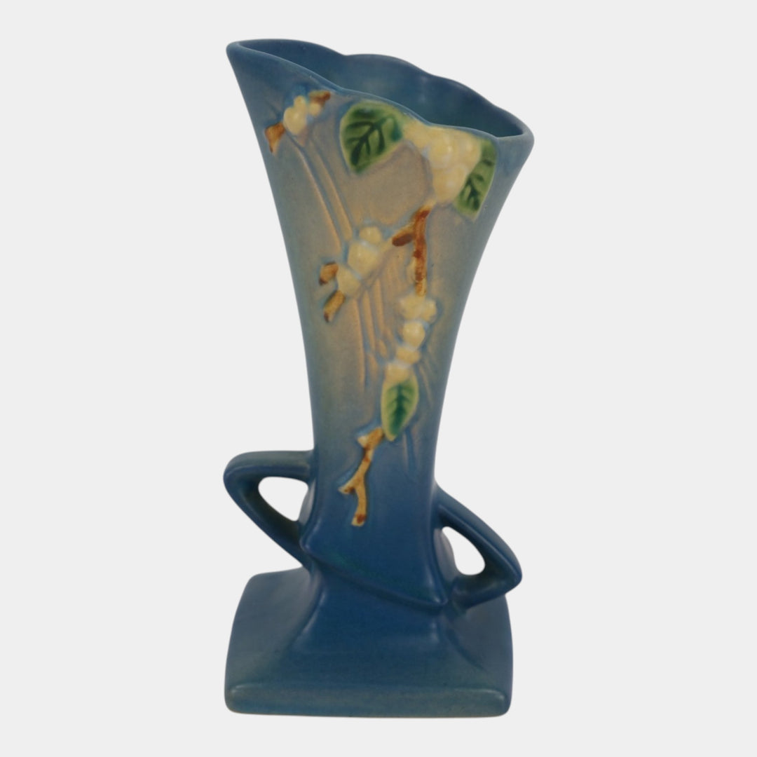 Roseville Snowberry Blue 1947 Mid Century Modern Art Pottery Vase 1V1-7