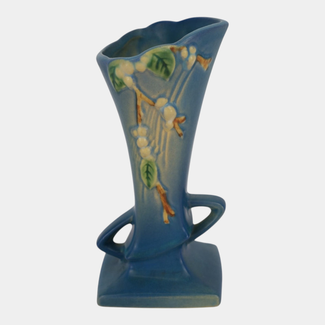 Roseville Snowberry Blue 1947 Mid Century Modern Art Pottery Vase 1V1-7