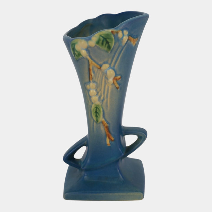 Roseville Snowberry Blue 1947 Mid Century Modern Art Pottery Vase 1V1-7