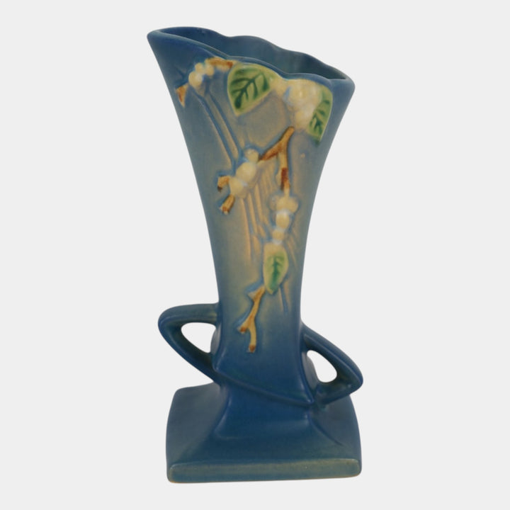 Roseville Snowberry Blue 1947 Mid Century Modern Art Pottery Vase 1V1-7