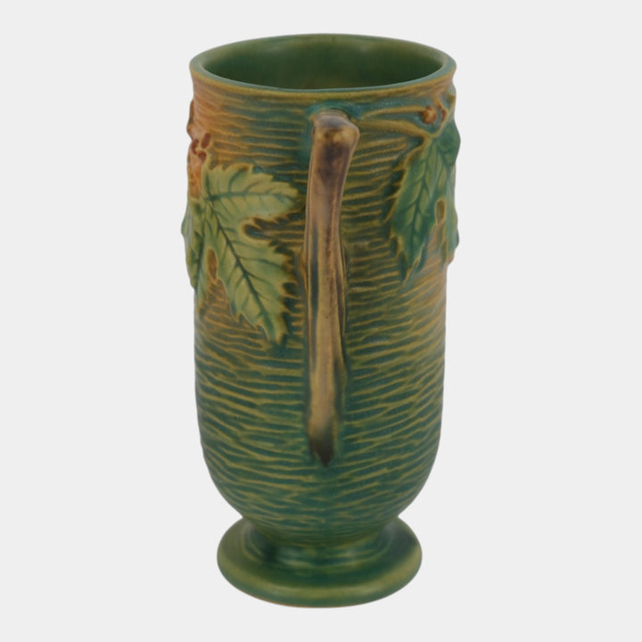 Roseville Bushberry Green 1941 Mid Century Modern Pottery Ceramic Vase 29-6