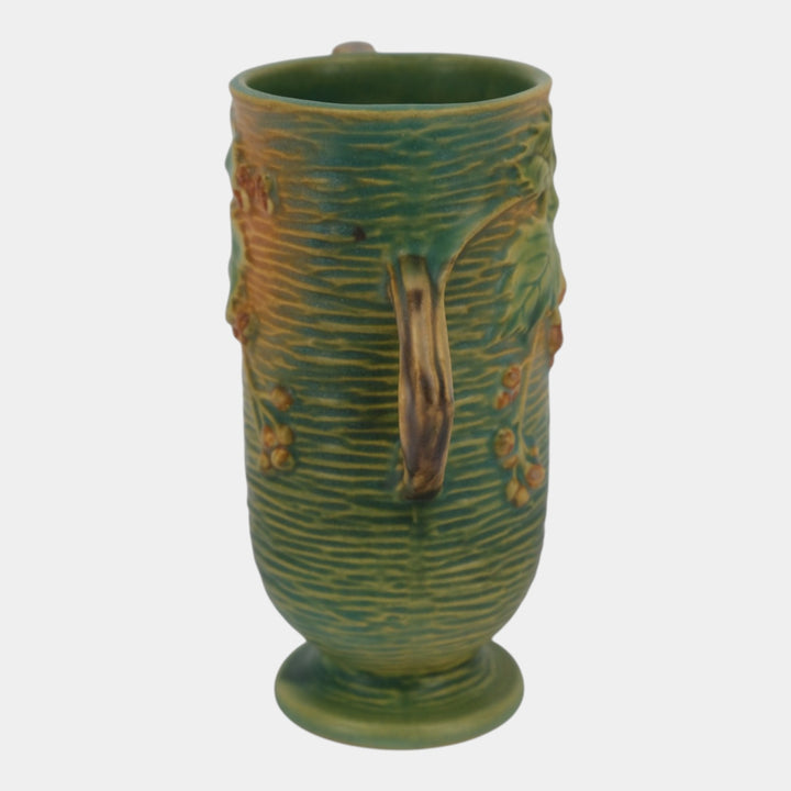 Roseville Bushberry Green 1941 Mid Century Modern Pottery Ceramic Vase 29-6