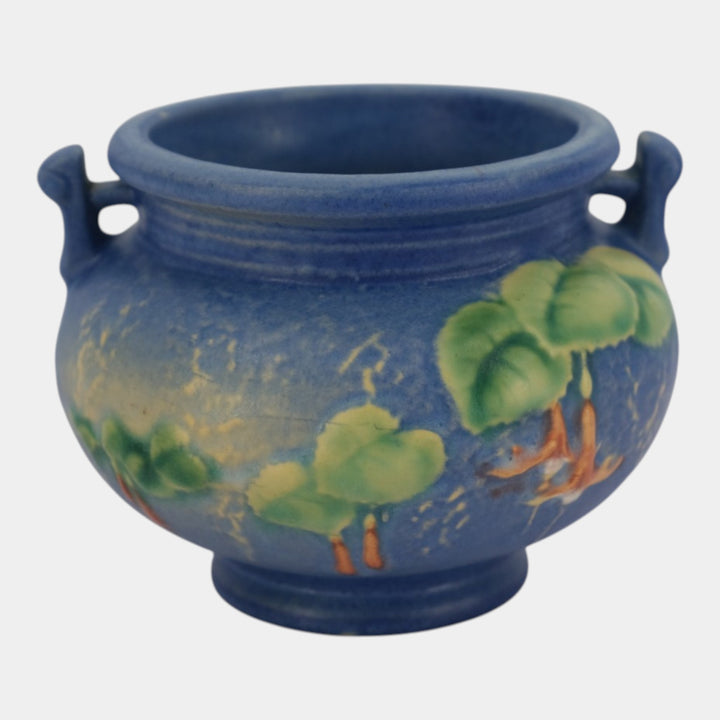 Roseville Fuchsia Blue 1938 Vintage Art Pottery Ceramic Jardiniere Planter 645-3