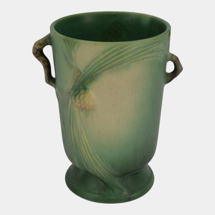 Roseville Pine Cone Green 1936 Vintage Art Pottery Ceramic Flower Vase 704-7