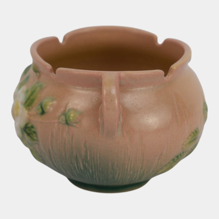 Roseville White Rose Pink 1940 Vintage Art Pottery Jardiniere Planter 653-4