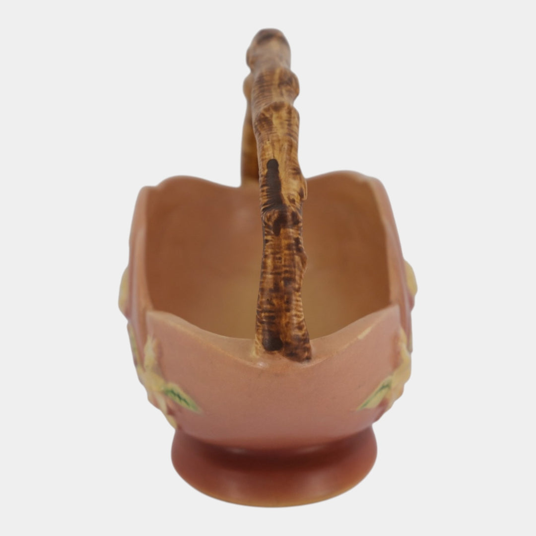 Roseville Apple Blossom Pink 1949 Vintage Art Pottery Ceramic Basket 310-10