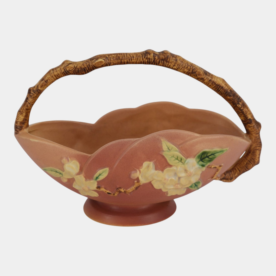 Roseville Apple Blossom Pink 1949 Vintage Art Pottery Ceramic Basket 310-10