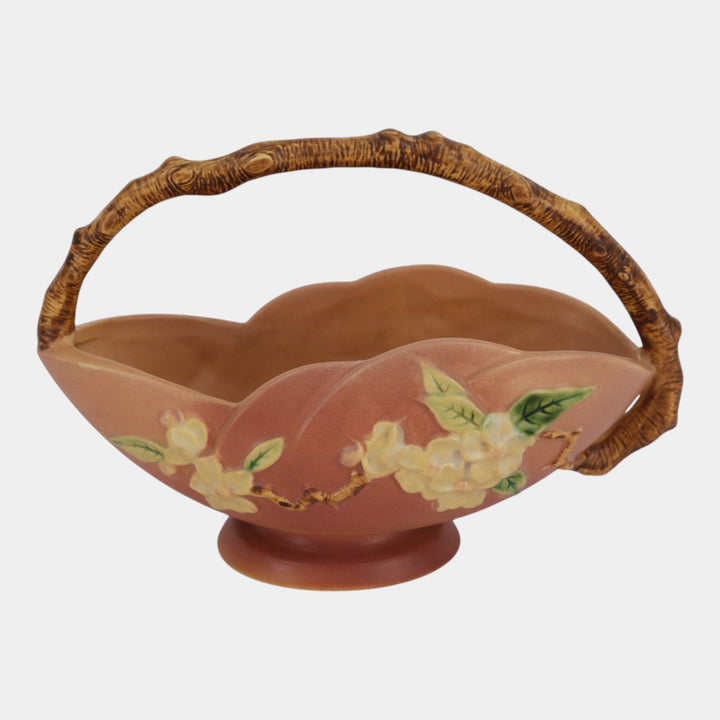 Roseville Apple Blossom Pink 1949 Vintage Art Pottery Ceramic Basket 310-10