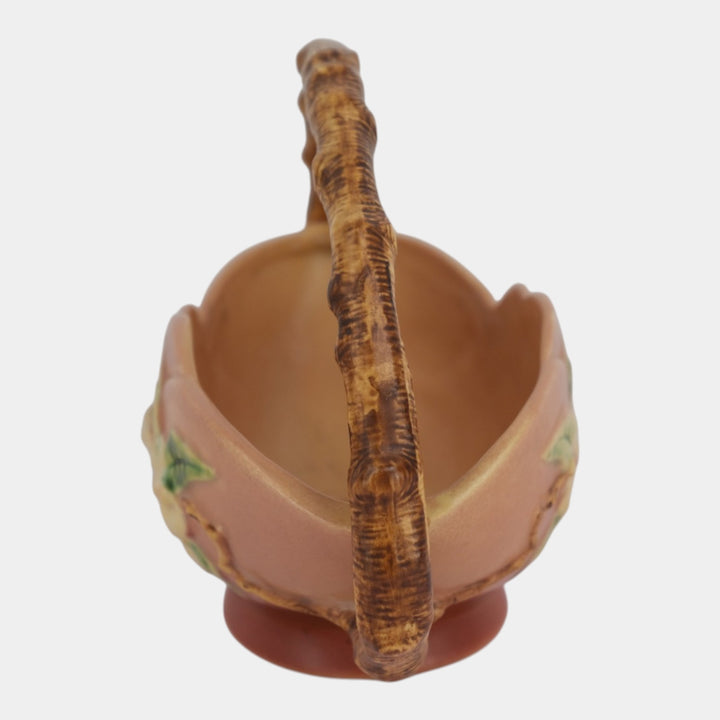 Roseville Apple Blossom Pink 1949 Vintage Art Pottery Ceramic Basket 310-10