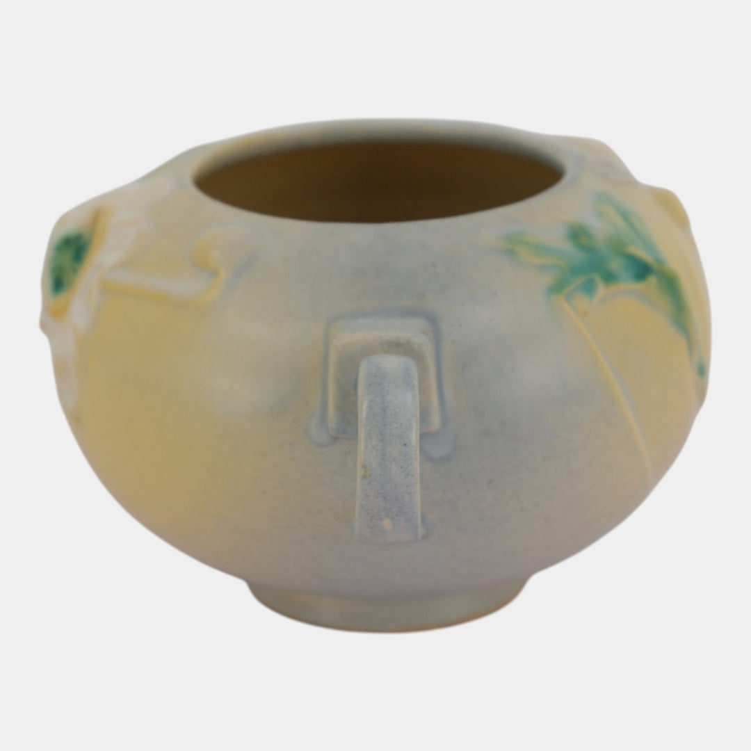Roseville Poppy Blue 1938 Vintage Art Deco Pottery Ceramic Bowl Vase 334-4