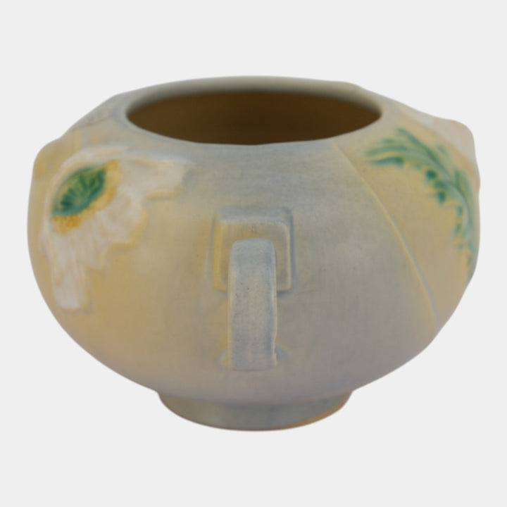 Roseville Poppy Blue 1938 Vintage Art Deco Pottery Ceramic Bowl Vase 334-4