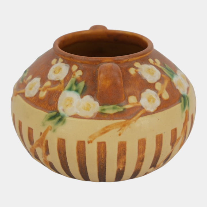 Roseville Cherry Blossom Brown 1933 Vintage Art Deco Pottery Ceramic Vase 621-6