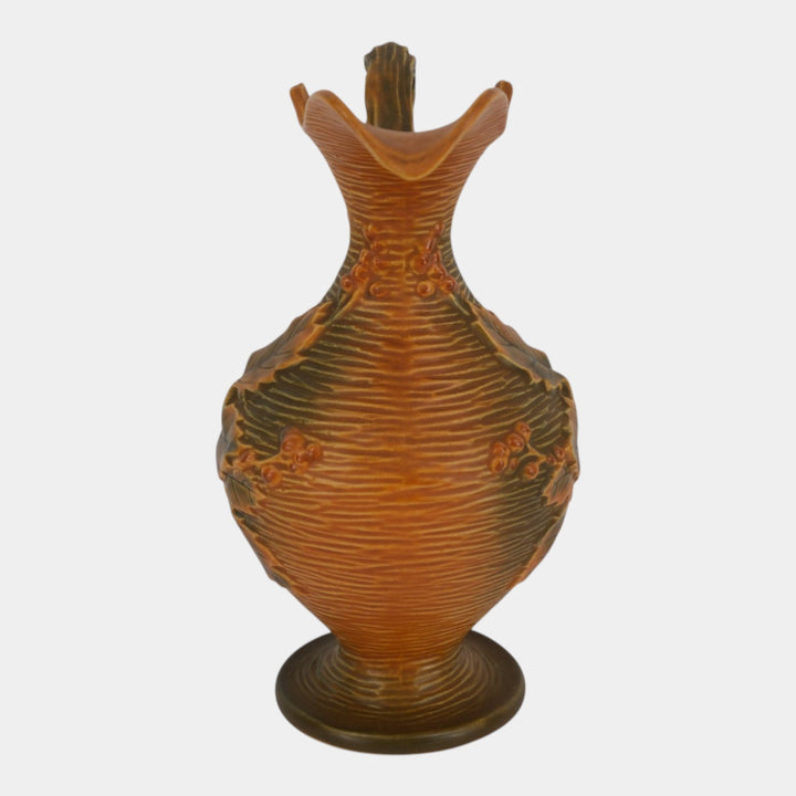 Roseville Bushberry Russet 1941 Vintage Art Pottery Ceramic Ewer 2-10