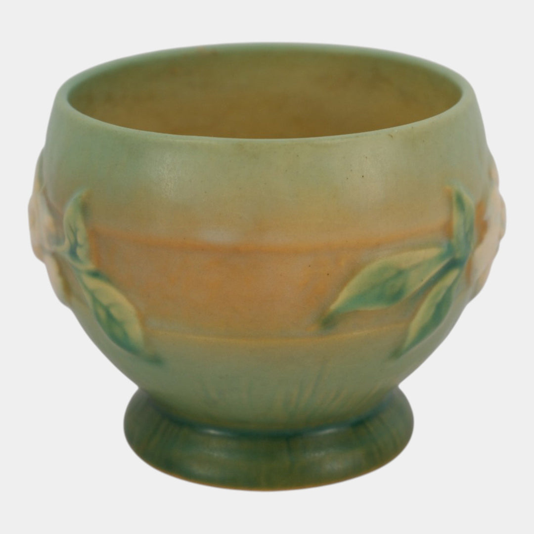 Roseville Gardenia Green 1950 Mid Century Modern Pottery Ceramic Rose Bowl 657-3