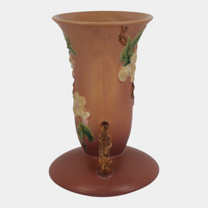 Roseville Apple Blossom Pink 1949 Vintage Art Pottery Ceramic Flower Vase 388-10