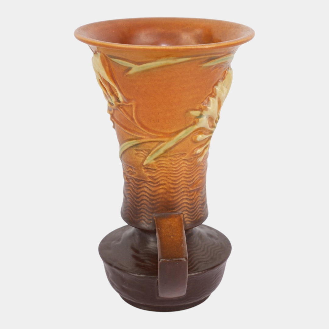 Roseville Freesia Brown 1945 Vintage Mid Century Modern Ceramic Vase 124-9