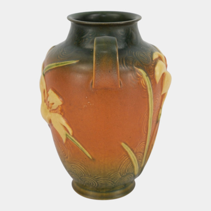 Roseville Zephyr Lily Brown 1946 Mid Century Modern Pottery Ceramic Vase 134-8
