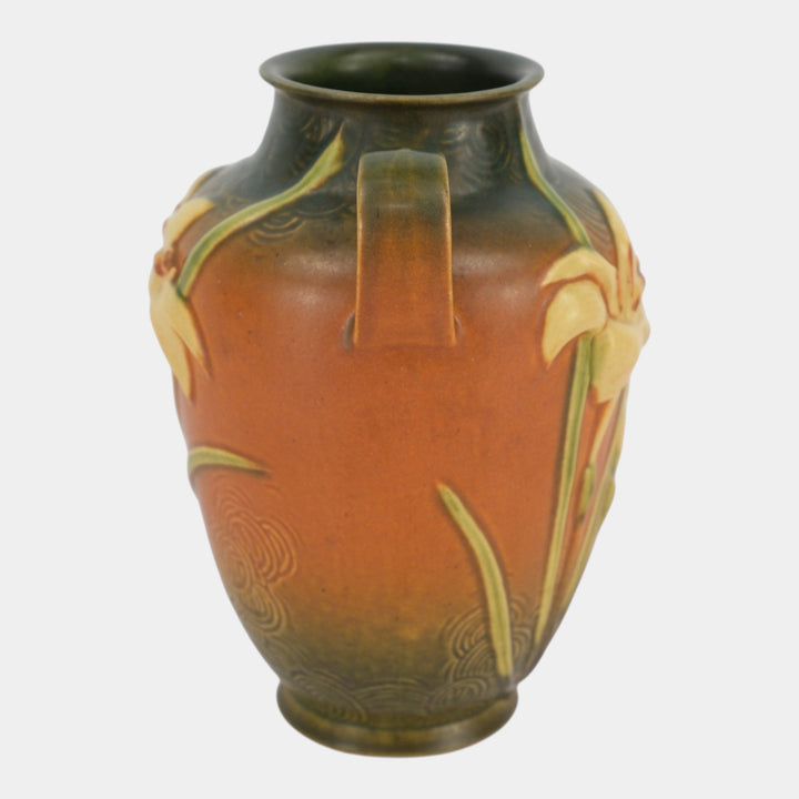 Roseville Zephyr Lily Brown 1946 Mid Century Modern Pottery Ceramic Vase 134-8