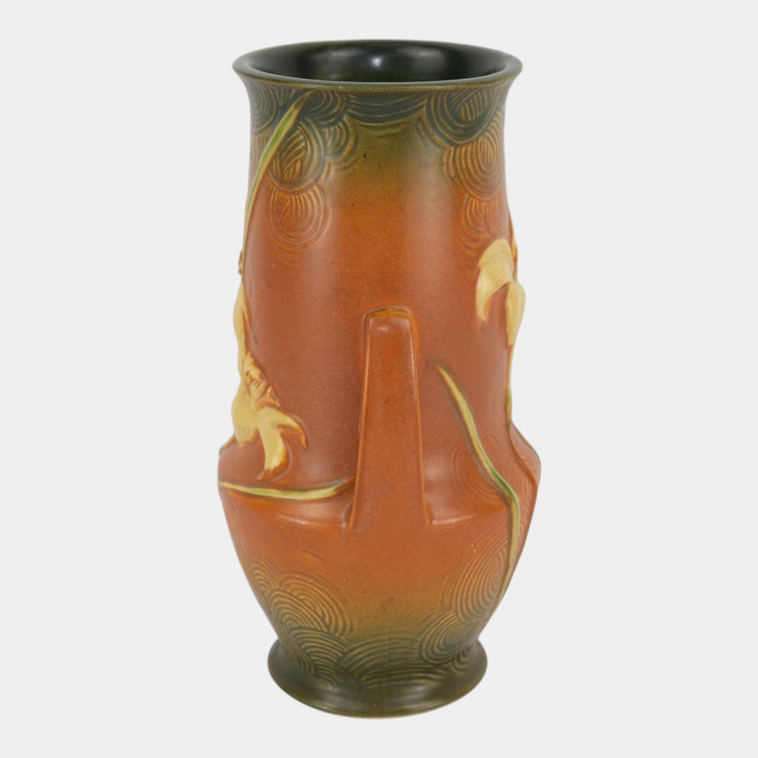 Roseville Zephyr Lily Brown 1946 Mid Century Modern Pottery Vase 138-10