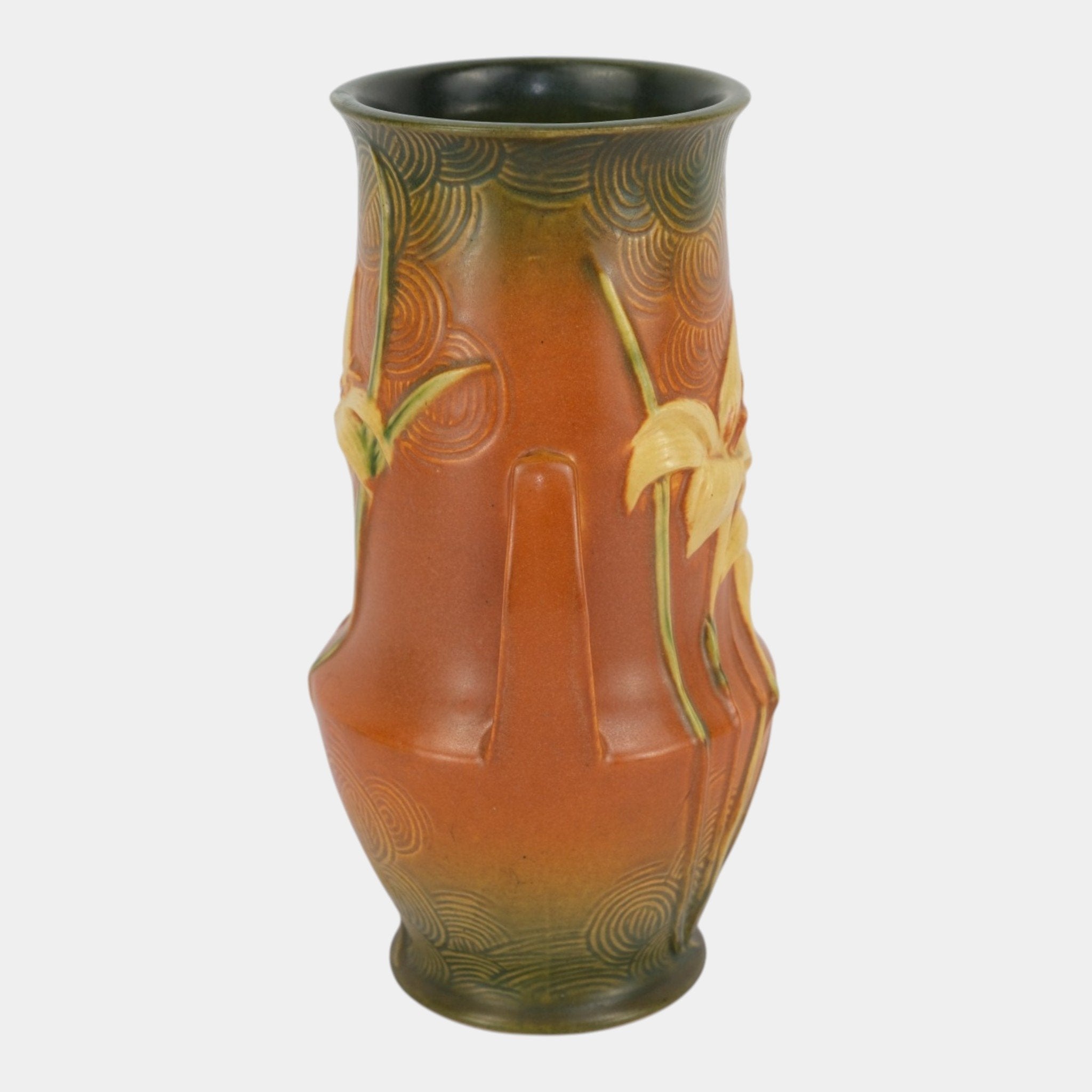 Roseville Zephyr Lily Brown 1946 Mid Century Modern Pottery Vase