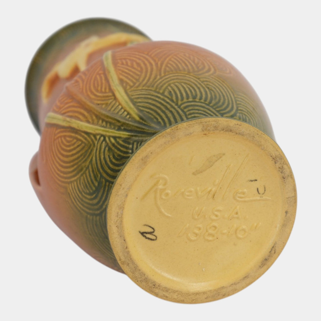Roseville Zephyr Lily Brown 1946 Mid Century Modern Pottery Vase 138-10