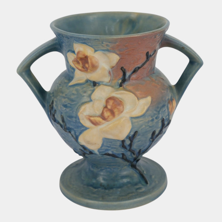 Roseville Magnolia Blue 1943 Mid Century Modern Art Pottery Ceramic Vase 181-8