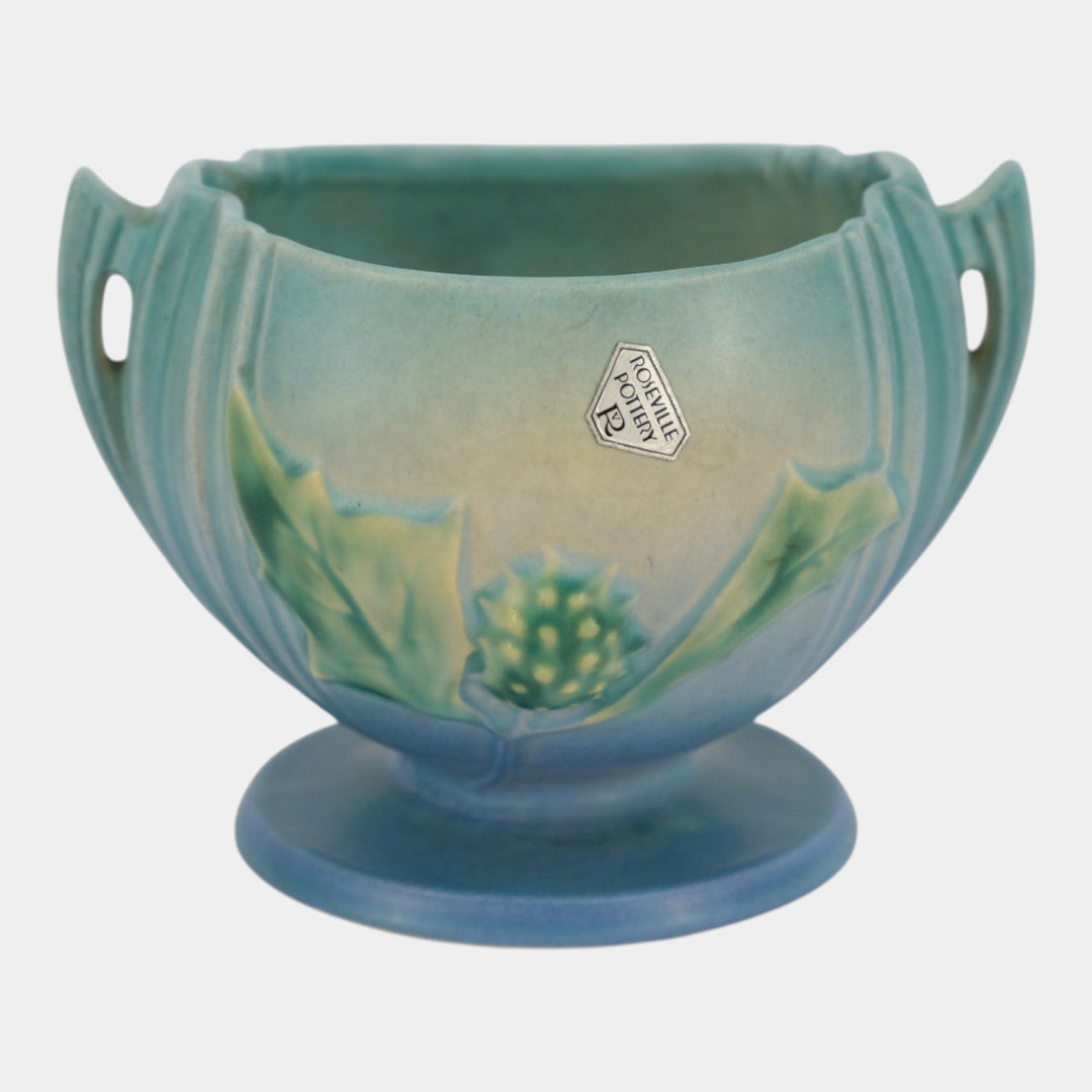 Roseville Thornapple Blue 1937 Vintage Art Deco Pottery Ceramic Bowl 304-4