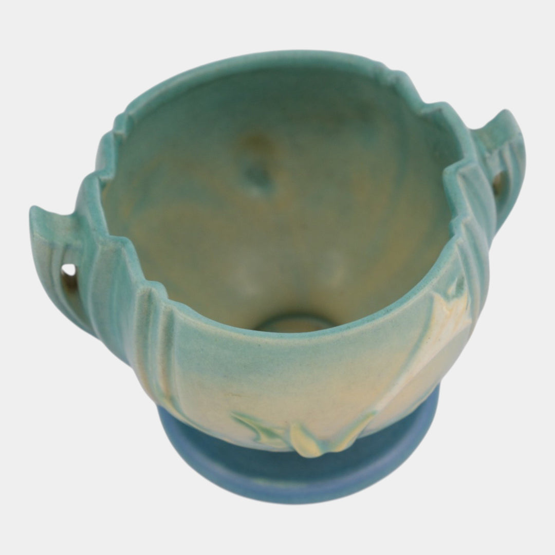 Roseville Thornapple Blue 1937 Vintage Art Deco Pottery Ceramic Bowl 304-4
