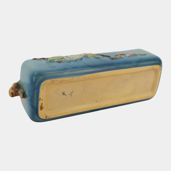 Roseville Apple Blossom Blue 1949 Vintage Art Pottery Window Box Planter 368-8