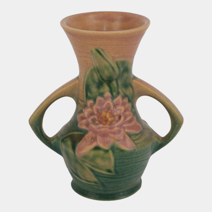 Roseville Water Lily Pink 1943 Mid Century Modern Pottery Ceramic Vase 73-6