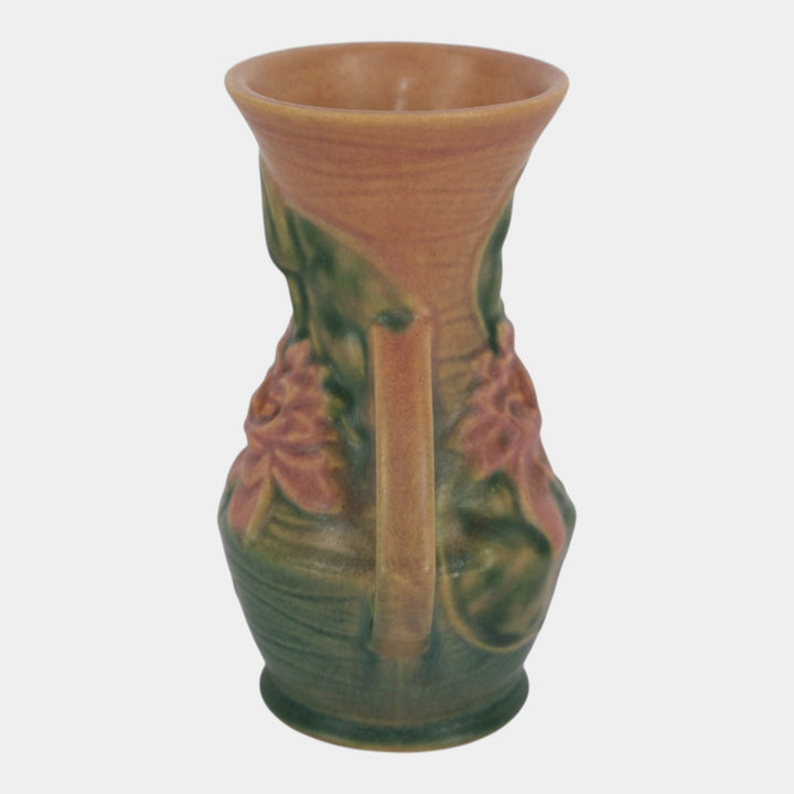 Roseville Water Lily Pink 1943 Mid Century Modern Pottery Ceramic Vase 73-6