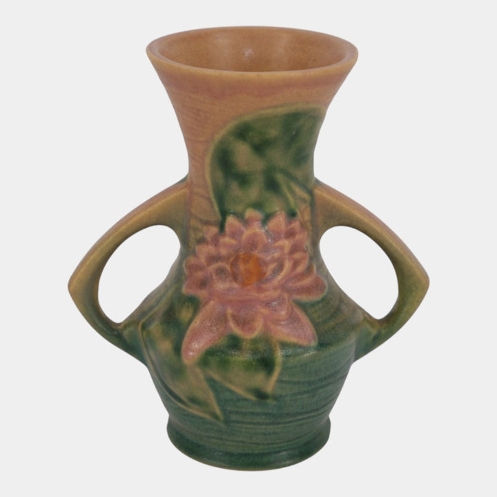 Roseville Water Lily Pink 1943 Mid Century Modern Pottery Ceramic Vase 73-6