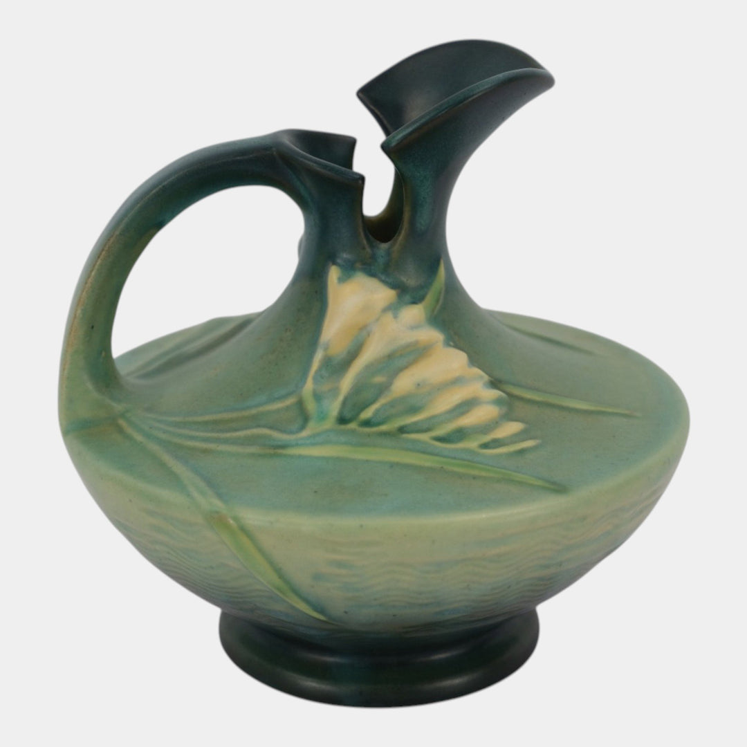 Roseville Freesia Green 1945 Mid Century Modern Pottery Ceramic Ewer 19-6