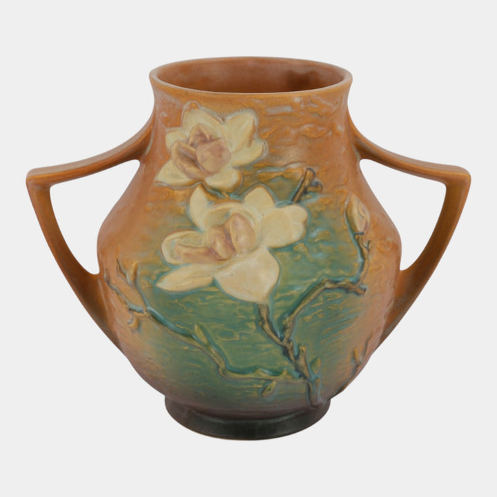 Roseville Magnolia Brown 1943 Mid Century Modern Pottery Ceramic Vase 91-8