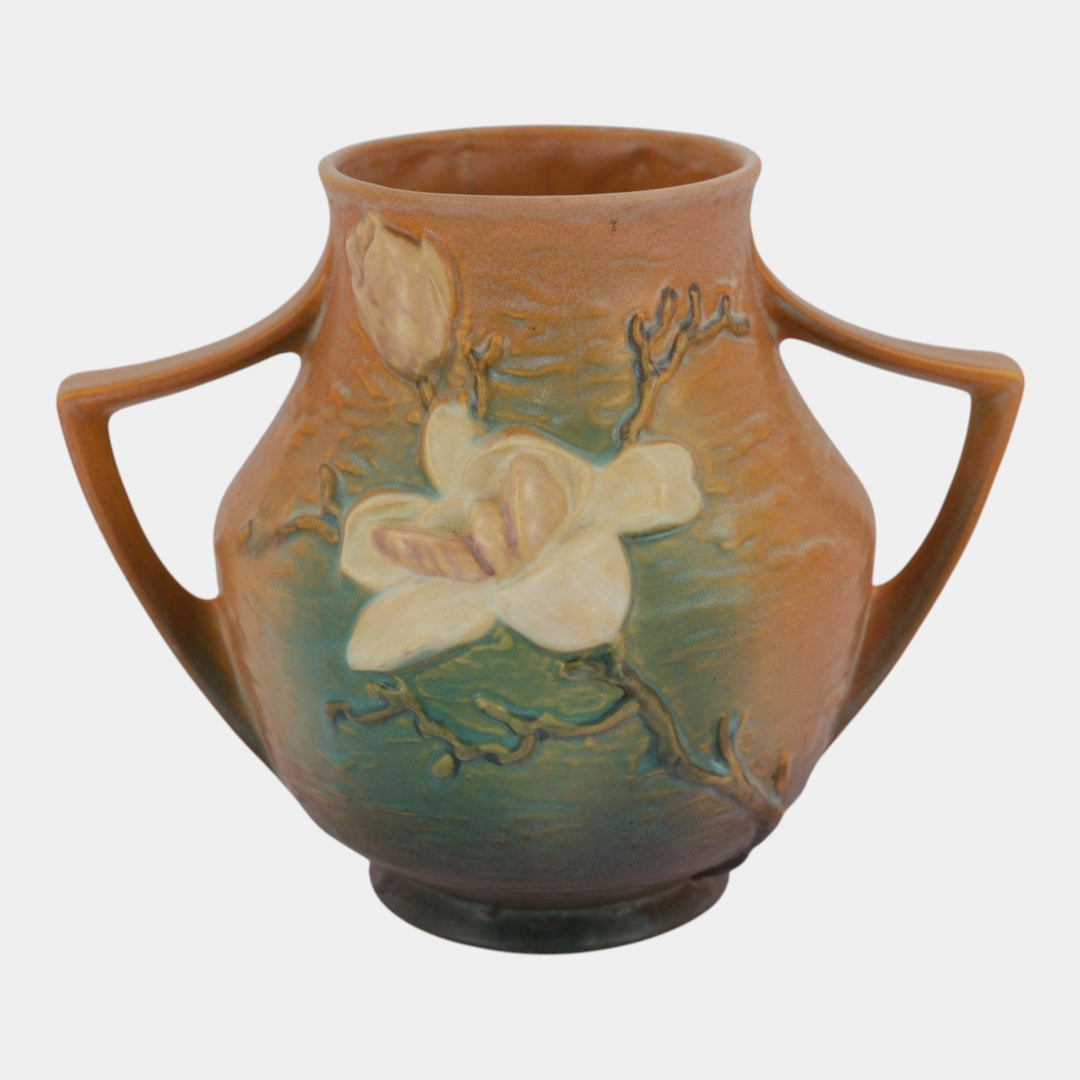 Roseville Magnolia Brown 1943 Mid Century Modern Pottery Ceramic Vase 91-8
