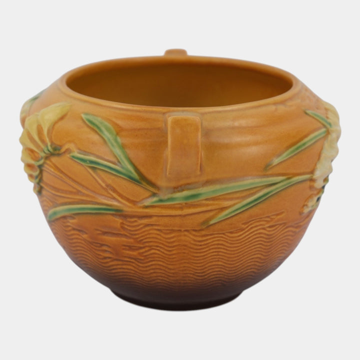 Roseville Freesia Brown 1945 Vintage Art Pottery Jardiniere Planter 669-6