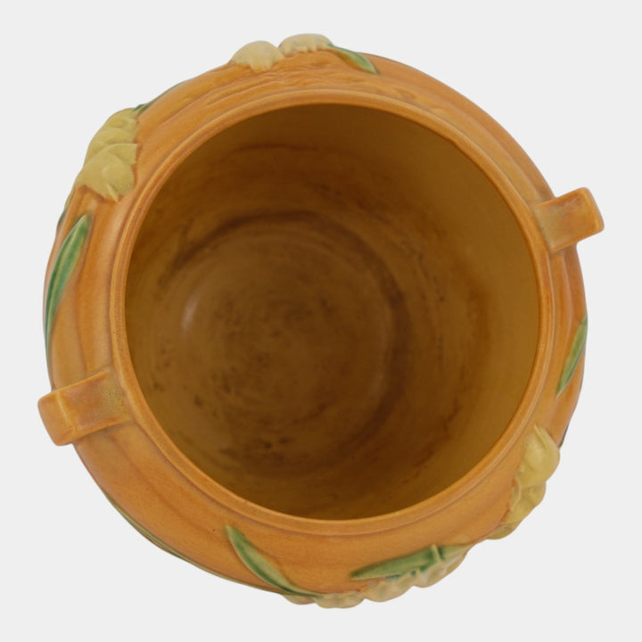 Roseville Freesia Brown 1945 Vintage Art Pottery Jardiniere Planter 669-6