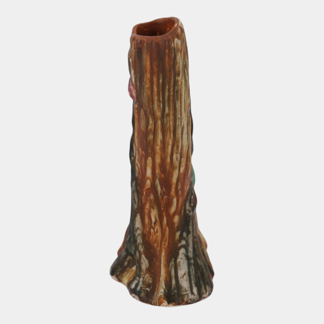 Weller Warwick 1920s Vintage Art Pottery Brown Ceramic Double Bud Vase