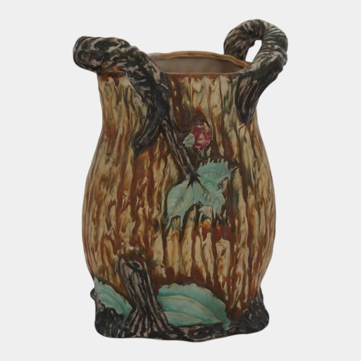 Weller Warwick 1920s Vintage Art Pottery Brown Ceramic Handled Vase