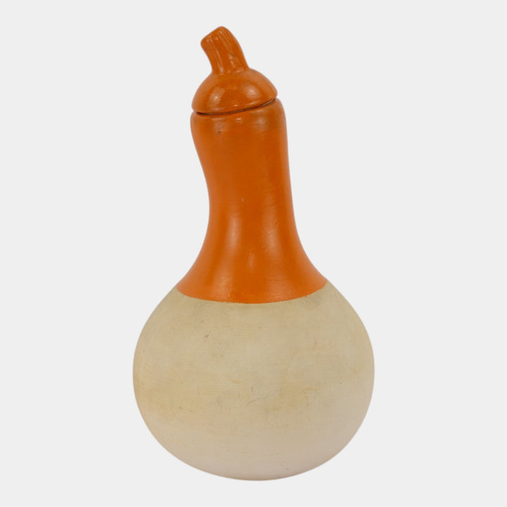 Weller Art Pottery Hand Painted Orange Ceramic Lidded Gourd Water Jug