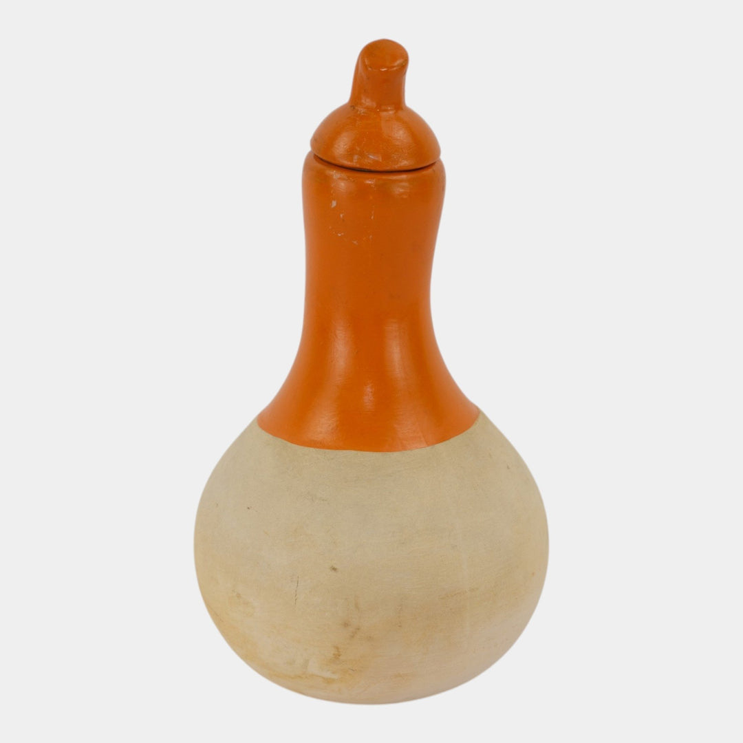 Weller Art Pottery Hand Painted Orange Ceramic Lidded Gourd Water Jug