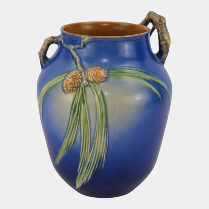 Roseville Pine Cone Blue 1935 Vintage Art Pottery Ceramic Flower Vase 711-10