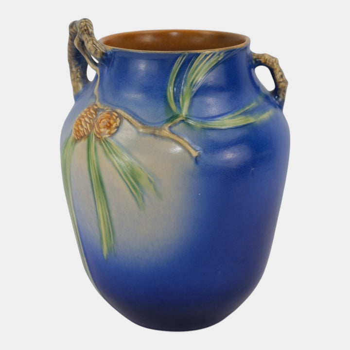 Roseville Pine Cone Blue 1935 Vintage Art Pottery Ceramic Flower Vase 711-10