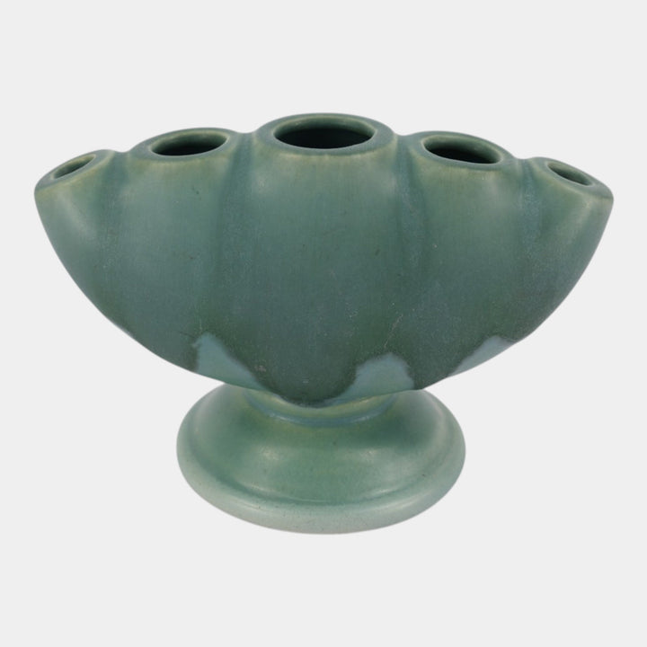 Roseville Carnelian I 1926 Vintage Art Pottery Blue Ceramic Flower Frog 50-4