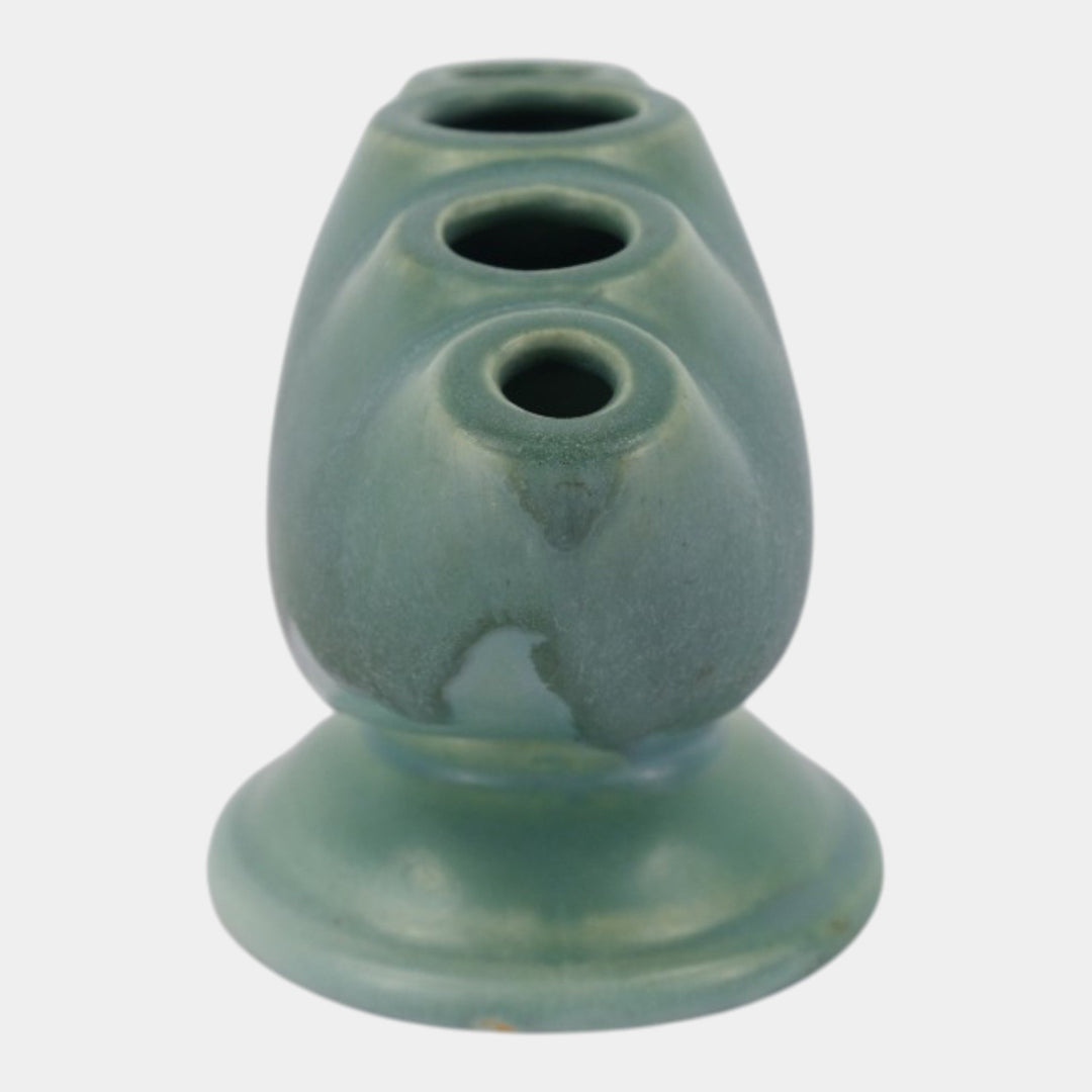 Roseville Carnelian I 1926 Vintage Art Pottery Blue Ceramic Flower Frog 50-4