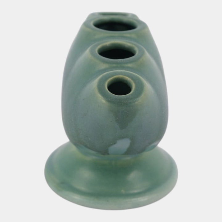 Roseville Carnelian I 1926 Vintage Art Pottery Blue Ceramic Flower Frog 50-4