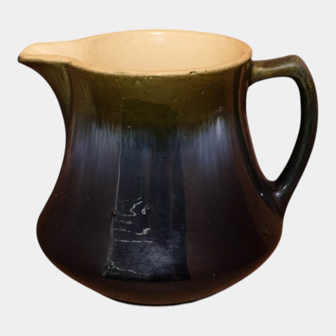 Roseville Majolica Blended Blue Green Handled Utility Ware Art Pottery Pitcher