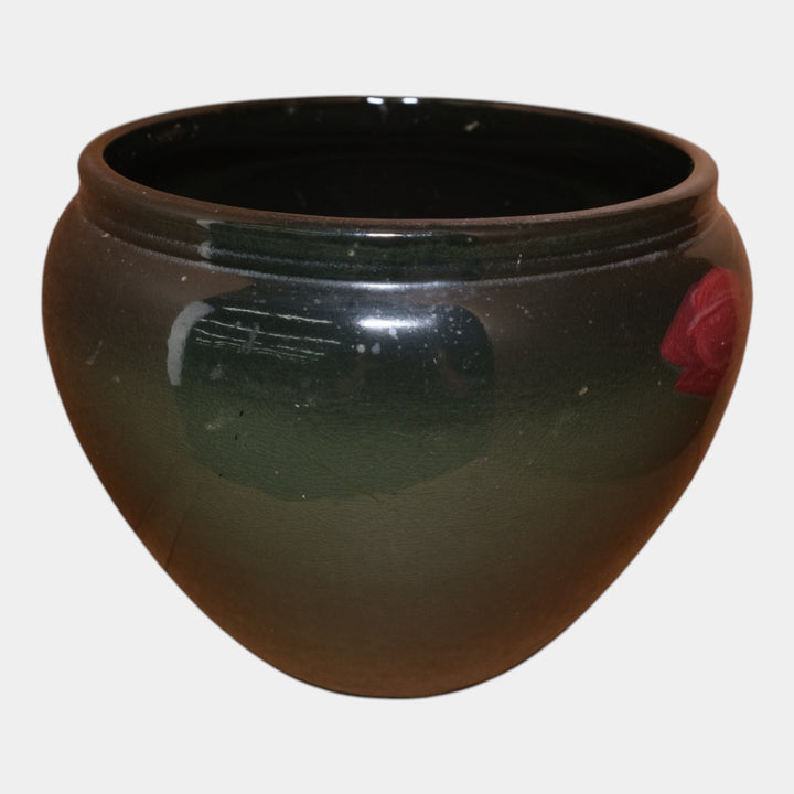 Weller Eocean 1898-1918 Vintage Pottery Red Tulip Green Jardinere Planter