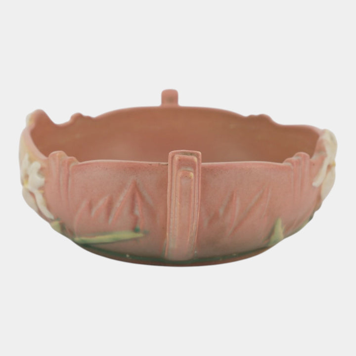 Roseville Iris Pink 1939 Vintage Art Deco Pottery Handled Ceramic Bowl 360-6